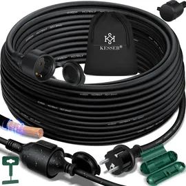 Kesser KESSER® Verlängerungskabel mit Schutzkappe Outdoor - für Innenbereich Außenbereich - Verlängerung Stromkabel – 230 V IP44 - Schutzkontakt Baustellenkabel Schutzkontaktstecker