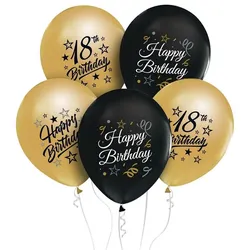 18. Geburtstag schwarz gold 5 Luftballons