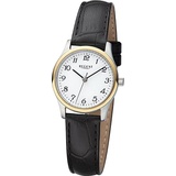 REGENT Damen Armbanduhr F-1250 Edelstahl bicolor Lederband