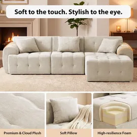 COMHOMA Ecksofa, 245 x 60 x 40 cm, Modulares Sofa mit Schlaffunktion, Schlafsofa, L Form Couch für Wohnzimmer, vakuumverpackt, Flexibel kombinierbar - grau