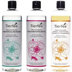 Tierfee-Set Ökologischer Universalreiniger + Geschirrspülmittel Teppich und Polsterreiniger 3x500 ml
