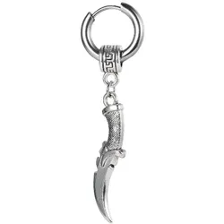 Single-Creole FIRETTI "Schmuck Geschenk Ohrschmuck einzeln Dolch", schwarz (edelstahlfarben, schwarz), Ohrringe, Herren, Edelstahl, Einhänger abnehmbar
