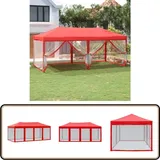 Partyzelt Faltbar mit Seitenwänden Rot 3x6 m - Outdoor Möbel - Gartenzelt - Partyzelt - Sonnenschutz - Pavillon