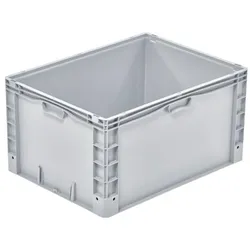 PROREGAL 2x Euro-Norm Großbehälter | HxBxT 42x60x80cm | 168 Liter | Verstärkter Boden | Grau  | Eurobehälter