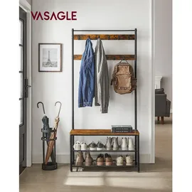 VASAGLE Garderobenständer 32 x 175 x 85 cm vintagebraun-schwarz / schwarz matt