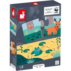 JANOD J08649 10 dreiteilige Tierspuren-Puzzle