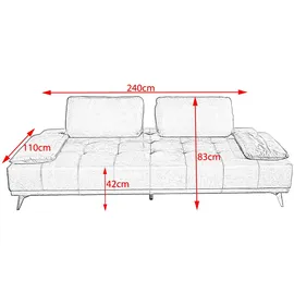 KAWOLA Schlafsofa mit Hocker Wiolo Leder moosgrün