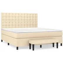 vidaXL Boxspringbett mit Matratze Creme 160x200 cm Stoff