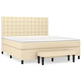 vidaXL Boxspringbett mit Matratze Creme 160x200 cm Stoff
