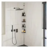 furnicato Badregal Bad-Eckregal Aluminium 19x19x(235-280) cm Silber Grau, 1-tlg., Duschregal mit Wasserablaufschlitzen und höhenverstellbaren Ablagen silberfarben