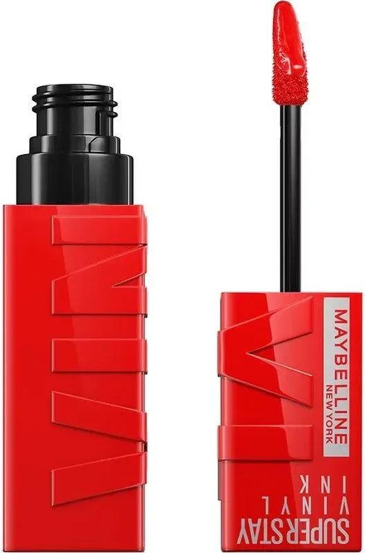 Maybelline New York Liquid Lipstick, 16 Stunden Halt und glänzendes Finish, Super Stay Vinyl Ink, Nr. 25 Red Hot, 4,2 ml