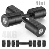 MERACH Hantel 4 in 1 Hanteln Set Verstellbar, Fitness Hanteln für Zuhause, (Kurzhanteln 2er Set, Hanteln Frauen Set, 1-4KG Gewichte Verstellbare Hanteln, Gewichte Hantel), Dumbbell Set für Krafttraining, Fitness, Home Gym, Geschenk schwarz