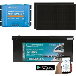 Inselanlage PV 800Wp 12V mit 2,4kWh Lithium LiFePO4 Speicher