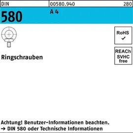 Industrial Quality Supplies DIN 580 Ringschraube VG M24 Edelstahl A4 blank