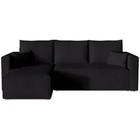 BROMARKT Ecksofa mit Schlaffunktion Sofa mit Bettkasten Eckcouch für Wohnzimmer Cordstoff Couch Wohnlandschaft Schlafsofa 230x145x74 cm L Form Dreisitzer TOP L Schwarz
