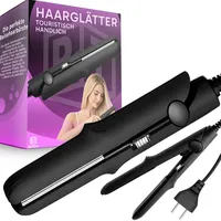 Retoo Glätteisen Haarglätter Keramikbeschichtete Straight für glatte & glänzende, Mini schnelles Aufheizen, einstellbare Temperatur, 110–250 V, kompakt 17,5 cm, Schwarz