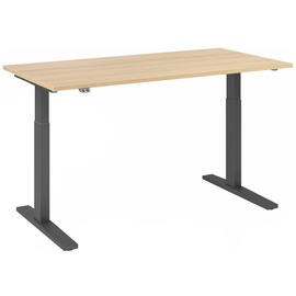 Hammerbacher XMKA16 elektrisch höhenverstellbarer Schreibtisch eiche rechteckig, C-Fuß-Gestell grau 160,0 x 80,0 cm