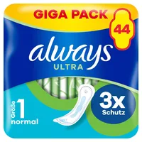 Always Ultra Binden Damen Gr. 1, Normal (44 Damenbinden) Giga Pack, dünn und super saugfähig, geruchsneutralisierend und Auslaufschutz