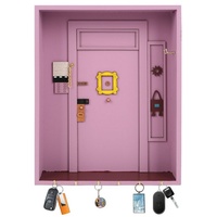 TWSOUL Schlüsselbrett Schlüsselregal, Schlüsselhalter aus Holz,Wandregal, Mit Haken, vier Stile lila Rechteck