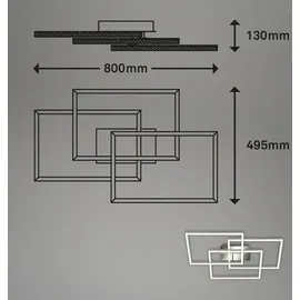 Briloner LED Deckenleuchte Frame 80 cm, alu chrom, Glitzereffekt