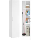 Bellamio Apol Besenschrank - Mehrzweckschrank 40 cm breit Weiß - Vorratsschrank mit Staubsaugerfach - Putzschrank aus Holz - Flurschrank mit Stauraum - Haushaltsschrank - Allzweckschrank 176x33x40 cm