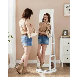 Songmics Schmuckschrank Berit 360 Grad Drehbar Weiß