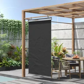 Outsunny Balkonverkleidung 124 x 222 cm grau Aluminium 1 St.