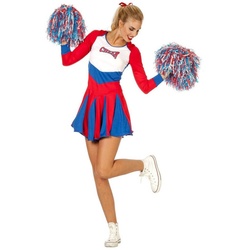 Metamorph Kostüm Cheerleaderin rot-blau, Langärmeliges Cheerleaderkleid zum Jubeln rot 36