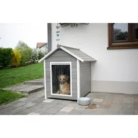 Kerbl Hundehütte Hendry 101 x 98 x 88 cm Holz/Kunststoff Grau/Weiß