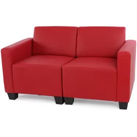 Mendler Modular 2-Sitzer Sofa Couch Lyon, Kunstleder ~ rot