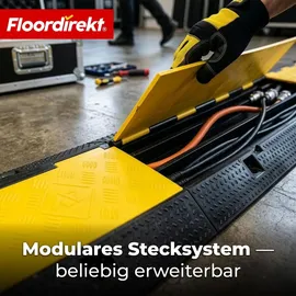 Floordirekt Kabelbrücke Vertex Kabelschutzbrücke 3-kanal bis 10 Tonnen Kabelrampe Mit Klappe
