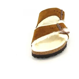 Birkenstock Arizona Lammfell Wildleder Nerz Schmales Fußbett - 1001135 - Braun 42