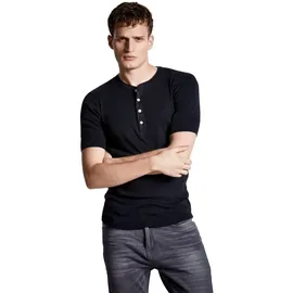 Schiesser Revival Herren T-Shirt schwarz Baumwolle, schwarz, NOS
