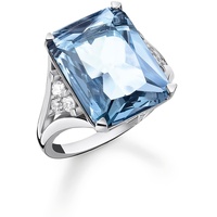 Thomas Sabo Damen Ring aus Sterling-Silber mit Zirkonia-Steinen in Weiß und Blau, Gr. 52, TR2339-059-1-52