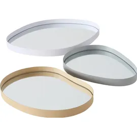 Boltze Deko Tablett-Set Wolka Spiegelfläche, 3-teilig