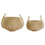 DKD Home Decor Aufbewahrungskorb, Korb-Set DKD Home Decor Rattan Bali (2 pcs) (25 x 25 x 22 cm) (35 x