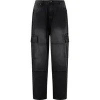 URBAN CLASSICS Tapered Heavy Ounce Baggy Cargo Jeans Black