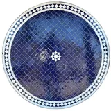 Mediterraner Tisch Mosaiktisch Garten Balkon Esstisch Rund Ø 60 cm Blau-Weiß
