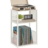 VASAGLE Plattenspieler-Ständer 3 Etagen 100 x 30 x 80 cm Weiß