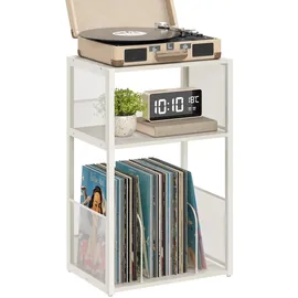 VASAGLE Plattenspieler-Ständer 3 Etagen 100 x 30 x 80 cm Weiß