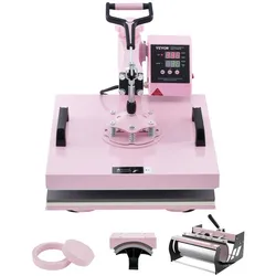 VEVOR Hitzepresse Transferpresse 38x38cm 5 in 1 Tumbler Presse T-Shirts Rosa