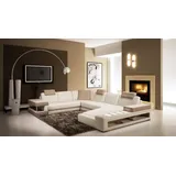 JV Möbel Ecksofa mit LED & USB Wohnlandschaft Sofa Polster Couch Garnitur U Form Leder
