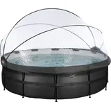 EXIT TOYS Black Leather Pool 488 x 122 cm inkl. Sandfilterpumpe, Abdeckung und Wärmepumpe