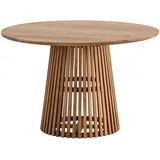Wohnling Esszimmertisch 120 cm Akazie Massivholz Esstisch Küchentisch rund, Klein - Braun