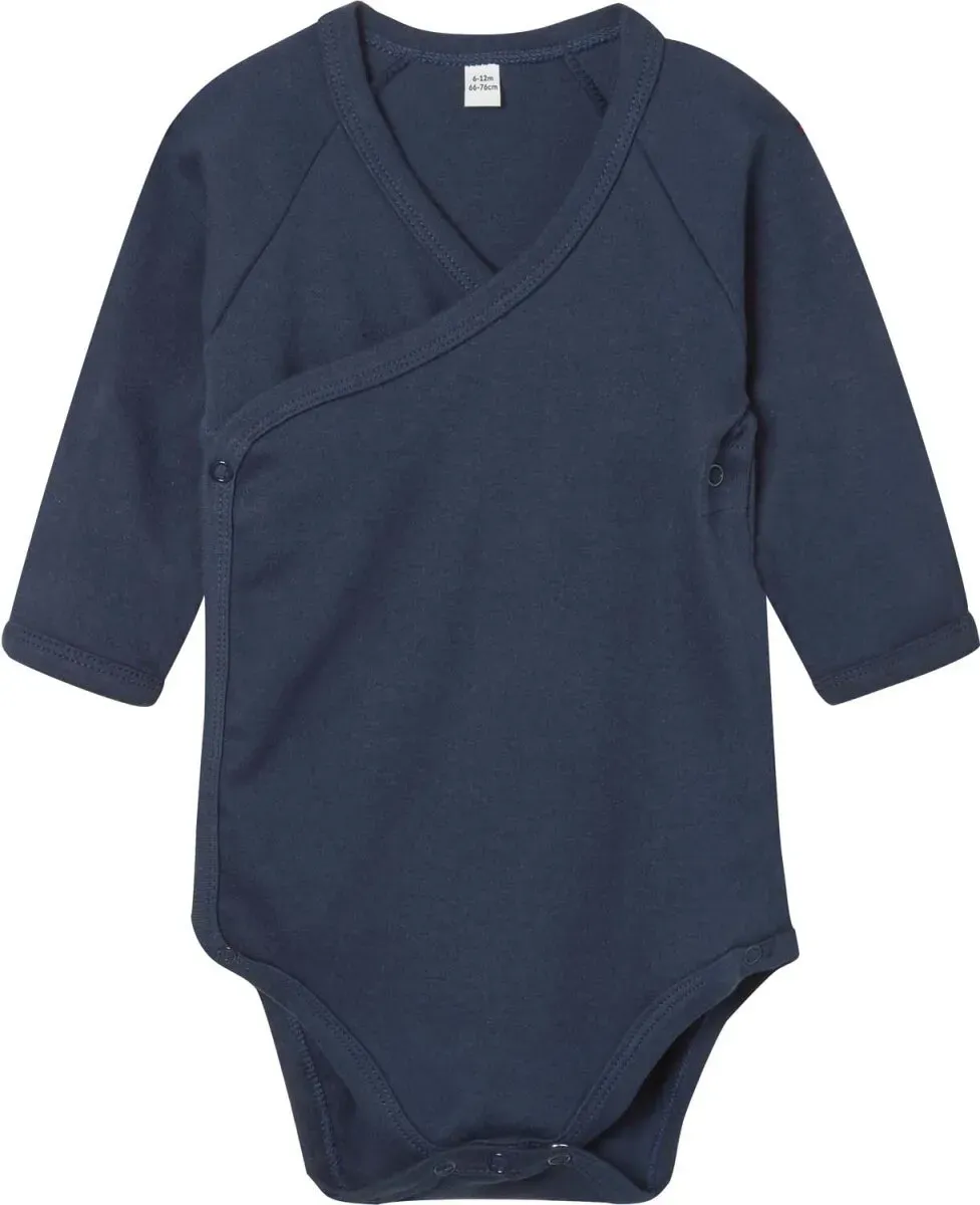 Babybugz Kinder Baby Wickelbody langarm Baby-Body BZ60 nautical navy 6-12 Monate