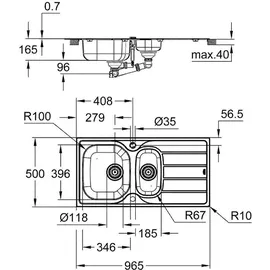 Grohe K200 60-S 96.5/50 1.5 Einbau reversibel edelstahl