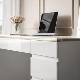 lookway Schreibtisch AURORA DOUBLE GOLD Weiß / Gold