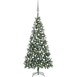 vidaXL Künstlicher Weihnachtsbaum mit Beleuchtung Kugeln Zapfen 210 cm