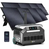 IEE 3200W Tragbares powerstation P3200 mit 2×400W Solarpanel, 2048Wh Solargenerator, LiFePO4-Akku, 1h Schnellladung, APP, 16 Anschlüsse, Tragbares Kraftwerk für Camping, Camper