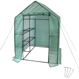 NATIV Foliengewächshaus mit 4 Ablagefächern, Tomatenhaus 143 x 143 cm, 195 cm hoch